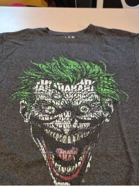 Batman Men's Graphic Tee - Dark Gray with Green and Red Accents